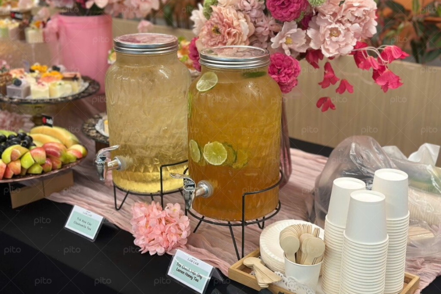 Tiệc Tea Break 3 Bánh Trang Trí Màu Hồng 5